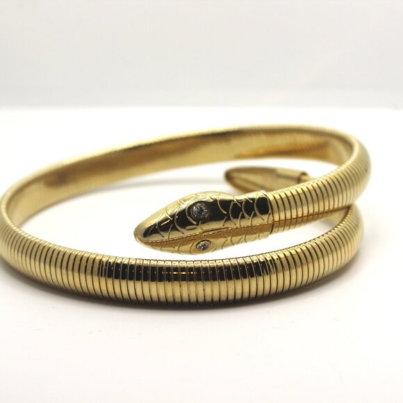 Vintage Gold Tone Snake Bracelet Omega Link - Picture 3 of 5